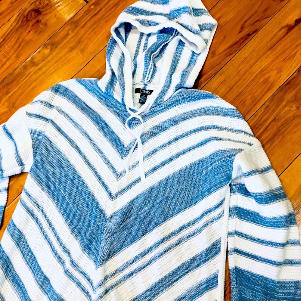 Chaps hoodie cable knit sweater shirt top beach pullover medium cottage …